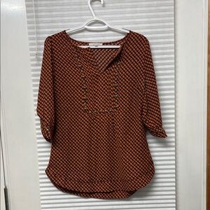 41 Hawthorn Black and Orange Patterned Blouse